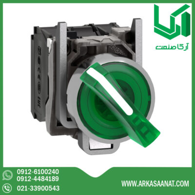 سلکتور دو حالته ماندگار سبز چراغ دار اشنایدر XB4BK123B5