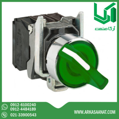 سلکتور دو حالته ماندگار چراغ دار سبز اشنایدر XB4BK123M5