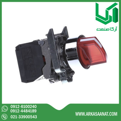 سلکتور دو حالته ماندگار قرمز چراغ دار اشنایدر XB4BK124B5