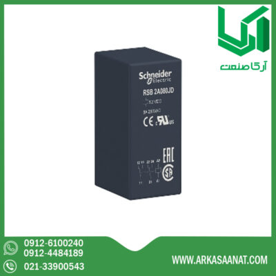 فروش رله 6 پایه 2 کنتاکت 12VDC اشنایدر RSB2A080JD