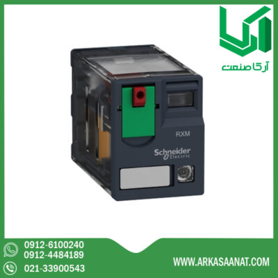 رله شیشه ای 14 پایه 4 کنتاکت 24V AC اشنایدر RXM4AB2B7